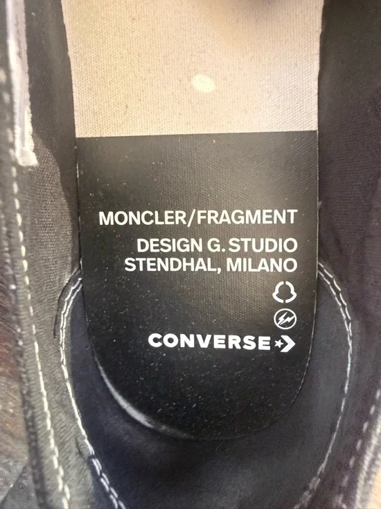 FRAGMENT DESIGN x MONCLER x CONVERSE UNISEX SNEAKERS, US MENS 9/WOMENS 11, BLACK - Picture 10 of 14